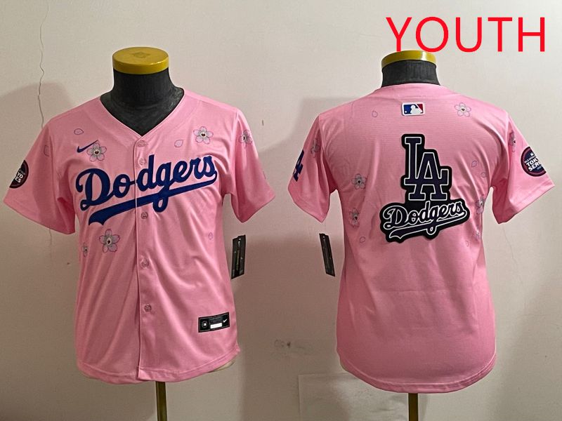 Youth Los Angeles Dodgers Blank Pink Sakura Edition 2025 Nike MLB Jersey style 19